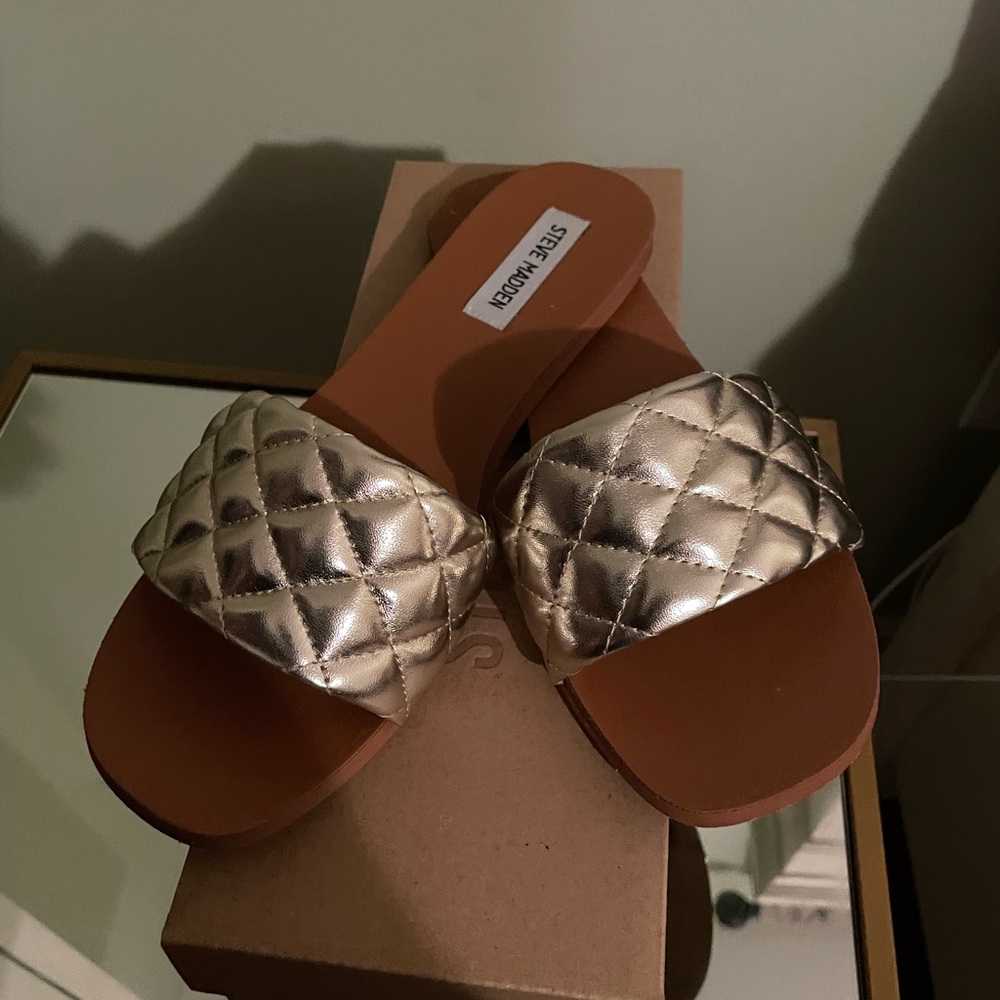 blue steve madden slides